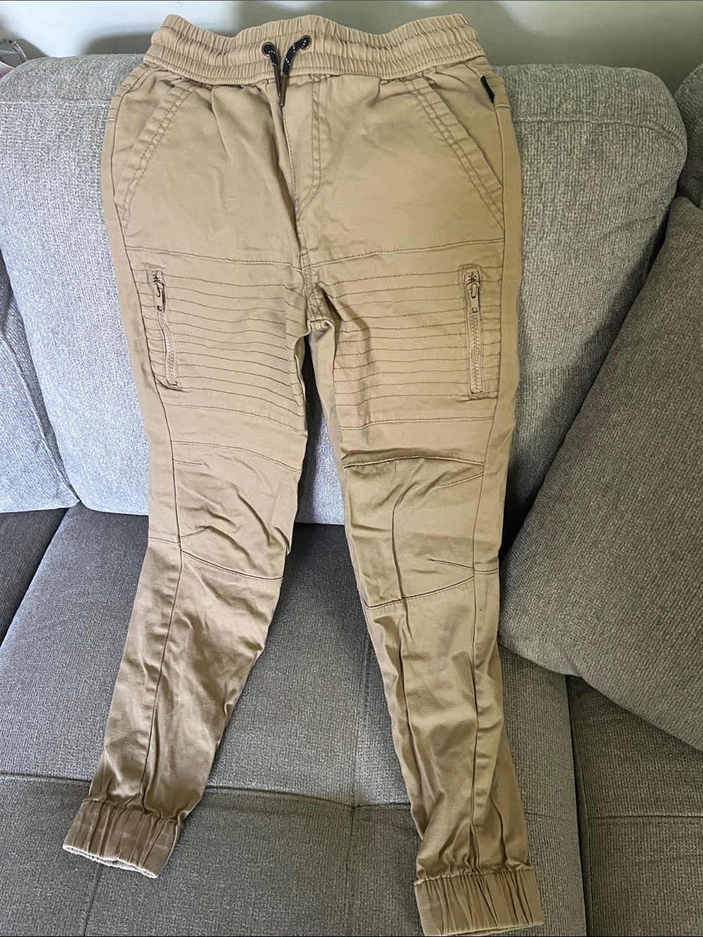 Ring of Fire Khaki Jogger Pants with Ribbed Knee Panels